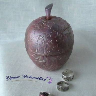 Шкатулка для украшений "Яблоко"" ручной работы