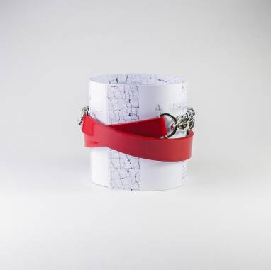 Красный кожаный браслет Rokky  ручной работы