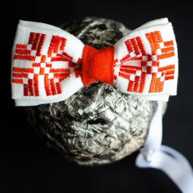Галстук-бабочка с белорусским орнаментом ручной работы