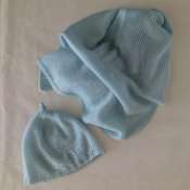 Комплект шапочка и плед-одеялко для малыша " Бирюзовый"