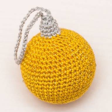 Ёлочный шарик 4 см, жёлтый ручной работы