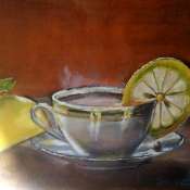 Картина маслом"Чай с лимоном"