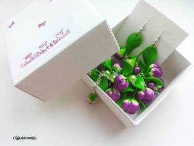 Браслет "Пурпурные тюльпаны" ручной работы