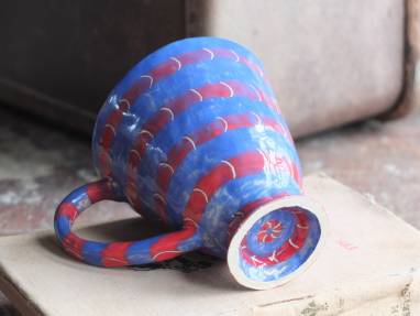 кружка керамическая  портал синяя ручной работы