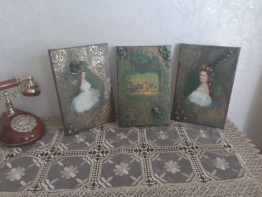 Три декоративных панно "Victorian Lady" ручной работы