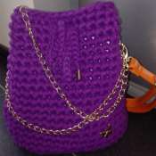 Сумка-торба из трикотажной пряжи "Манящий фиолетовый"