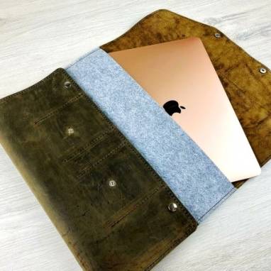 Чехол для MacBook'a из натуральной кожи и фетра ручной работы