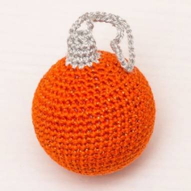 Ёлочный шарик 4 см, оранжевый ручной работы