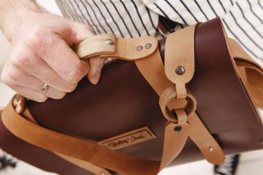 Мужской портфель из кожи и дерева (Wood leather bag) ручной работы