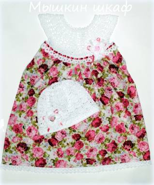 Комбинированное платье "Прованс", для девочки 3-4 года. ручной работы