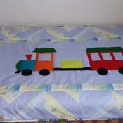 Плед-одеяло детское с аппликацией "поезд"