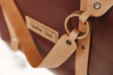 Мужской портфель из кожи и дерева (Wood leather bag) ручной работы