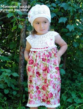 Комбинированное платье "Прованс", для девочки 3-4 года. ручной работы
