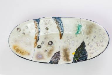 Тарелка из стекла "Воспоминания о море" фьюзинг ручной работы