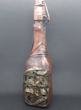 Декупажный арт-объект: бутылка  "Древний город моих сновидений " ручной работы