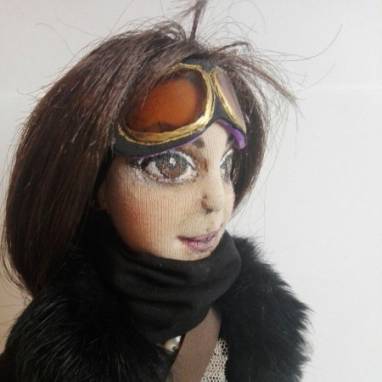 Интерьерная кукла с объемным лицом "Миэль" ручной работы