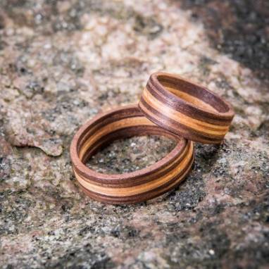  кольца на "деревянную свадьбу"  ручной работы