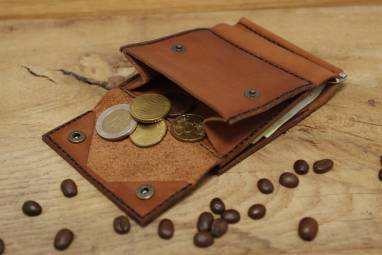 Зажим для денег и монет из натуральной кожи ручной работы